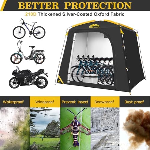 Happy Travel Bike Storage Shed Tent, Waterproof Portable Bicycle Cover Shed - Image 4