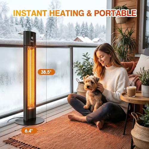 Portable Outdoot Electric Heater, Infrared Patio Heater for Outdoor/Indoor Use, garage heater electric, 1500W, BLACK - Image 4