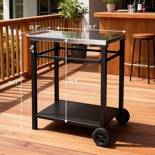 Endark Grill Cart, Grill Table, Outdoor Kitchen, Rolling Dining Table, Stainless Steel Tabletop, Outdoor Garden Patio BBQ Kitchen Food Prep Table Cart - Image 3