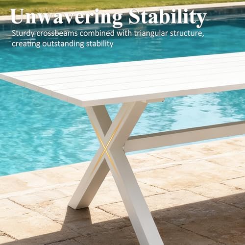 LayinSun 11 Pieces Outdoor Patio Dining Set, Aluminium Rectangular Dining Table and Wicker Rattan Chairs Set for Outside Backyard, Poolside - Image 6