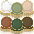 96 Pcs Sage Paper Plates 9 Inch Scalloped Woodland by Tiangrid