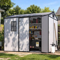 6 x 8 FT Plastic Outdoor Storage Shed with Floor, Resin Garden Shed by DNYKER