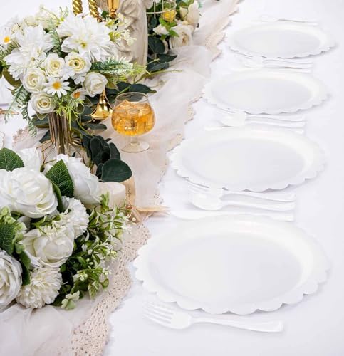 HEIPINIUYE 75 Pack White Plastic Cutlery Heavy Duty White Plastic Knives Forks and Spoons Disposable Silverware Set for 25 Guest Camping Birthday Baby Shower Party Cutlery Set - Image 6