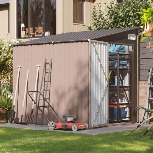Aoxun 6x8 FT Lean-to Metal Storage Shed,Sloped Roof Outdoor Garden Cabinet - Image 2