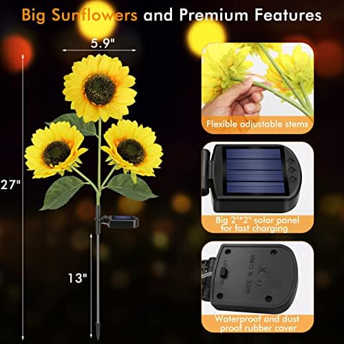 Solar Sunflower Lights Flowers Outdoor Waterproof for Yard Garden Cemetery - Image 6
