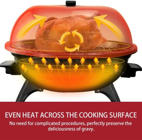 Electric BBQ Grill Techwood 15-Serving Indoor/Outdoor Electric Grill for Indoor & Outdoor Use, Double Layer Design, Portable Removable Stand Grill, 1600W (Countertop BBQ Grill) - Image 5