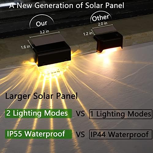 Solar Lights Outdoor, Solar Deck Lights, 6 Pack Solar Fence Step Lights Outdoor Waterproof LED for Outside Patio Stairs Yard Garden Backyard Decor, 10 Lumens,Warm White/Color Changing Lighting - Image 5