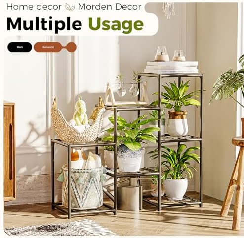 Bamworld Black Plant Stand Outdoor Metal Plant Shelf for Multiple Plants - Image 5