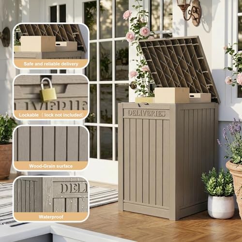 PatioZen Package Delivery Box 55 Gallon with Lockable Secure,Outdoor Package Drop Container Waterproof for Porch Patio and Curbside(Grey) - Image 3