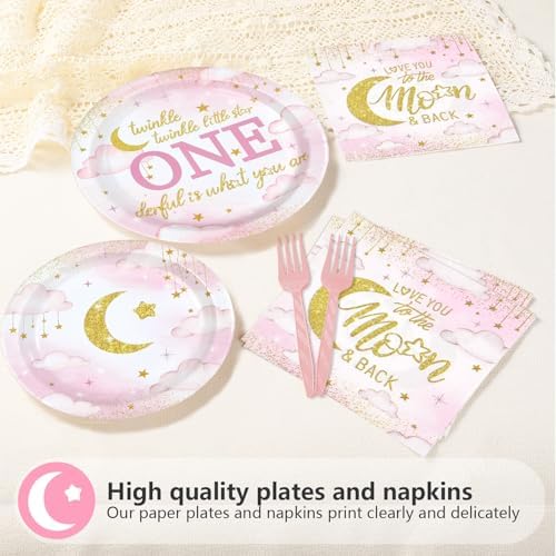 96Pcs Over the Moon 1st Birthday Baby Shower Supplies, Serves 24 - Image 3