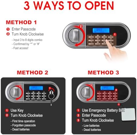 3.4 Cuft Large Safes for Home Use Fire and Water Proof, Anti-Theft Digital Home Safe With Programmable Keypad & Spare Keys, Home Safes Water and Fireproof for Documents Money Valuables - Image 6