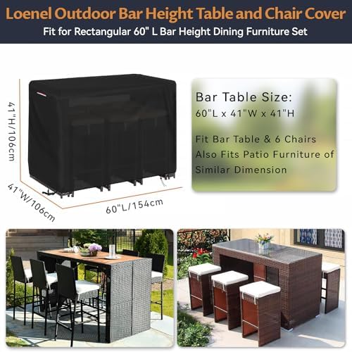 Outdoor Bar Set Table Covers Waterproof, 60"L x 41"W x 41"H - Image 2