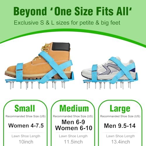 Lawn Aerator Shoes for Grass - Pre-Assembled Grass Aerator Shoes for Lawn - Soil Yard Aerator Tool for Aerating Patio Garden, Blue, Small Size - Image 5