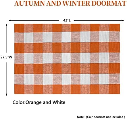 SEEKSEE Halloween Decor Buffalo Plaid Outdoor Rug 27.5x43 Orange and White Front Door Mat, Layering Rug for Porch, Halloween Doormat, Front Porch Rug for Outdoor Entrance Entryway Patio Porch Decor - Image 2