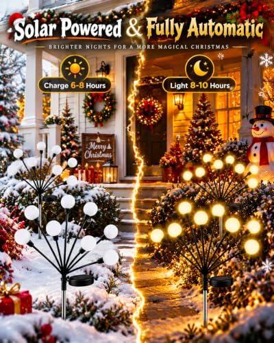 OZS 8 Pack 64 LED Solar Garden Lights, Solar Firefly Lights Outdoor - Image 3