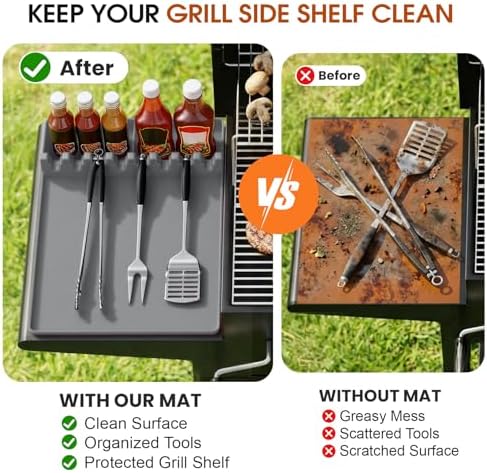 Silicone Grill Mats Compatible with Blackstone, Spatula Tools Mat with Drip Pad, Griddle Mats BBQ Grill Accessories, Side Shelf Pad for Kitchen Counter Outdoor Grill, Easy-to-Clean, Grey - Image 4