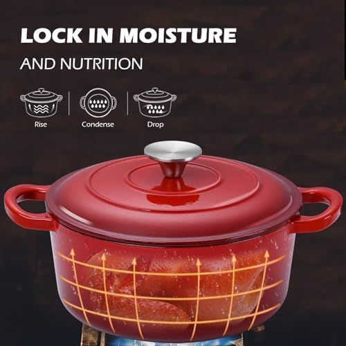 Leonyo 6-Quart Enameled Cast Iron Dutch Oven Pot with Lid, - Image 4
