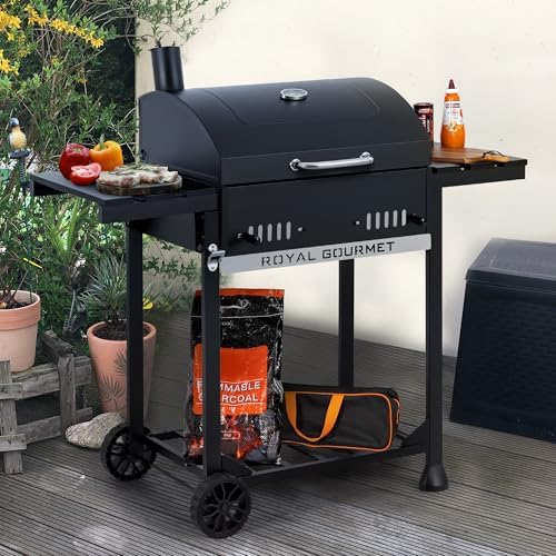Royal Gourmet CD1824ET Movable Charcoal BBQ Grill with Foldable Side Tables - Image 2