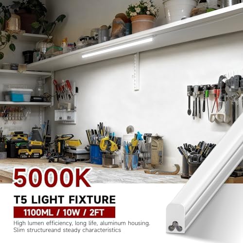 LED Shop Light for Garage, T5, 2FT, 10W, 1100LM, 5000K, 8 Pack - Image 2