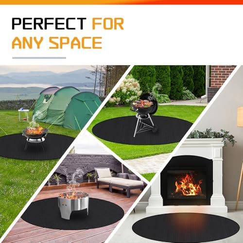 RICHIE 38" Round Fire Pit Mat, Double-Sided Fireproof Under Grill Mat, Deck Patio Protector Pad for Solo Stove Bonfire & Outdoor Fireplace - Image 5