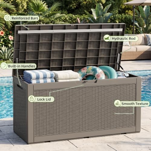 ROJIK 170 Gal Deck Box Waterproof, Grey - Image 7