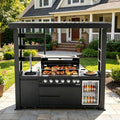 94" Stainless Steel Outdoor Kitchen Island with 6-Burner 85000 BTU,Heavy-Duty Propane Grill with Rotisserie Oven,Galvanized Steel Roof,Granite Countertops,Refrigerator,Sink.(Propane Gas) by INOTEVERITORY