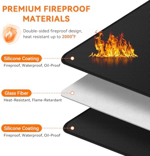 Fireplace Mat Fireproof, 48 x 30 Inch Hearth Rugs for Fireplaces Fire Resistant, Indoor Fire Pit Wood Stove Pads, Outdoor Under Grill Mats, Protect Floors and Decks from Sparks Embers - Image 5
