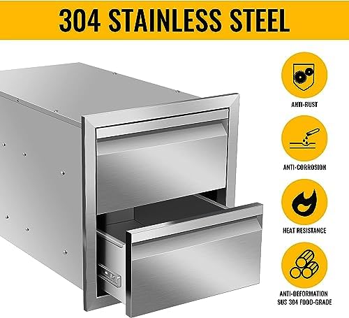 AHLOKI Outdoor Kitchen Drawer Single BBQ Drawer Stainless Steel, 14W x 15H x 23D Inch - Image 6