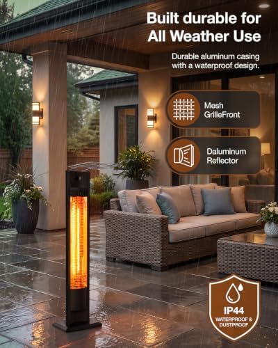 hykolity Electric Patio Heater 38.5in, 1500W Infrared Indoor & Outdoor, Portable Standing Space Heater with IPX4 Waterproof, Tip-Over, Overheat Protection for Patio, Backyard,Living room - Image 5