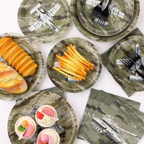 Camo Army Birthday Party Supplies Army Party Paper Plates And Napkins Camouflage Party Tableware Army Soldier Camouflage Party Disposable Dinnerware for Birthday Baby Shower Party Decoration Serve 24 - Image 5