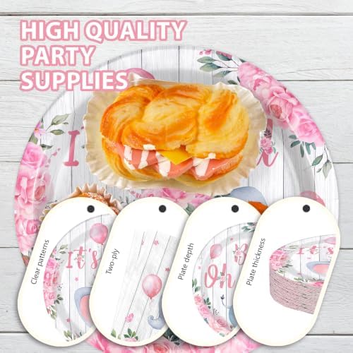 96 Pcs Pink Elephant Baby Shower Decorations for Girls, Serves 24 - Image 6
