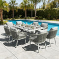 LayinSun 9 Pieces Outdoor Patio Dining Set, Aluminium Rectangular Dining Table and Wicker Rattan Chairs Set for Outside Backyard, Poolside by LayinSun