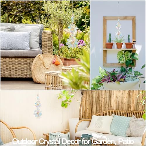 Crystal Flower Suncatcher Hanging Ornament, Rainbow Maker Window Sun Catcher Indoor Outdoor Patio Garden Decor (Crystal AB) - Image 5