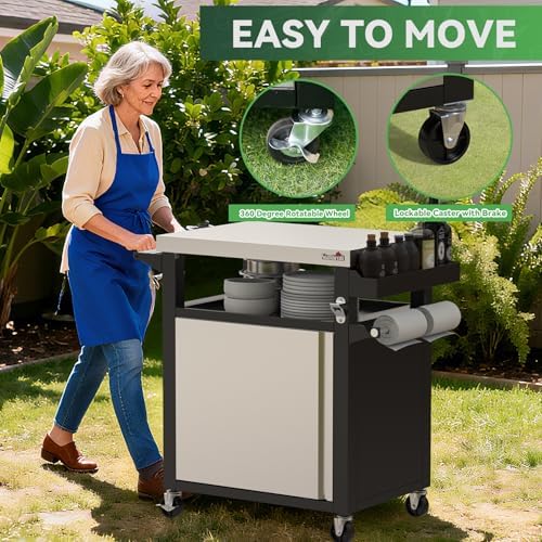 Stanbroil Rolling Grill Table Cart with Stainless Steel Cabinet & Tabletop - Image 6