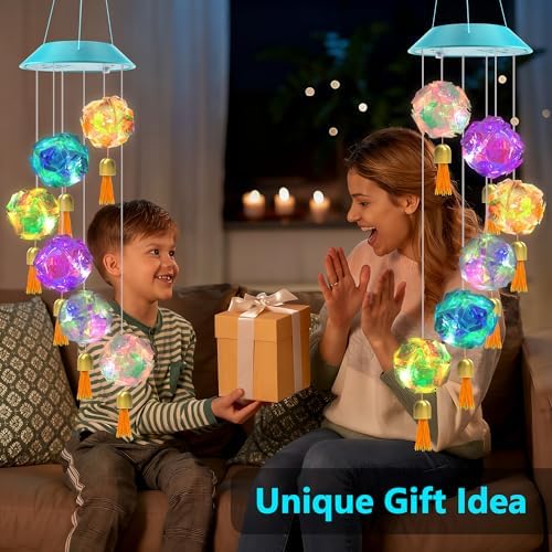 Toodour Solar Wind Chime, Color Changing Hydrangea Ball Wind Chimes - Image 3