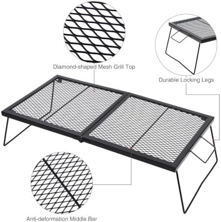 REDCAMP Large Folding Campfire Grill, 36" Portable Heavy Duty Steel Grate, Fire Pit Grill Grate with Legs Carrying Bag for Outdoor Camping Cooking BBQ - Image 4