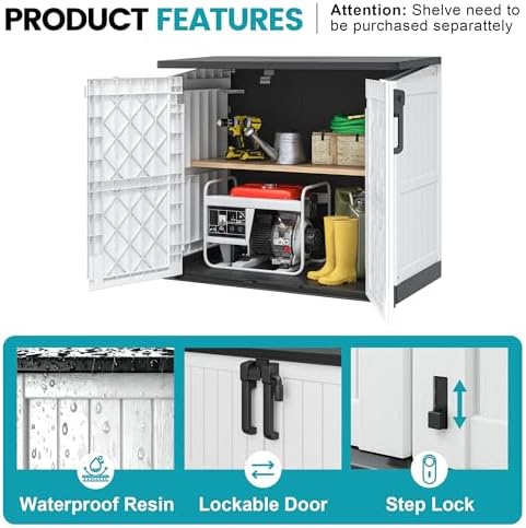 Outdoor Horizontal Storage Cabinet Box 36 Cu Ft with Lockable Doors, Outdoor Storage Shed Portable Waterproof for Backyard Garden - Image 3