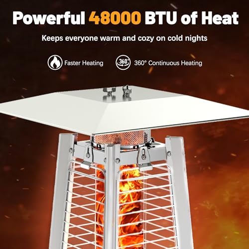 FOOWIN Patio Heater 48,000 BTU Outdoor Propane Heater with Wheels - Image 3