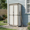 PetsCosset Outdoor Storage Cabinet with Shelves, Wood & Plastic Garden Shed, Weatherproof Outside Tool Cabinet for Patio, Backyard, Pool by PETSCOSSET