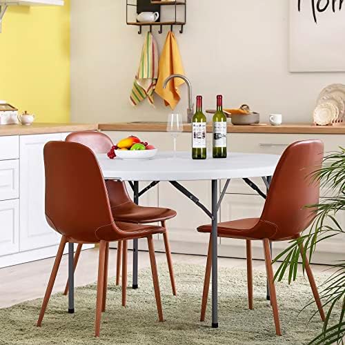 SUPER DEAL 4 Foot Round Folding Card Table, 48" Indoor Outdoor Portable Plastic Kitchen or Camping Picnic Party Wedding Event Table, White - Image 6