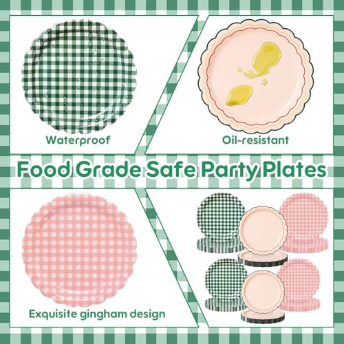 Havawish 144 Pcs Camp Gingham Paper Plates 7'' 9'' Themed Party Plates - Image 4