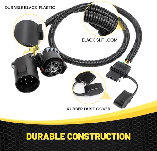 Oyviny Plug & Play USCAR 7 Pin to 4 Pin Trailer Wiring Harness Universal for LED Tailgate Light Bars, Pure Copper USCAR to 4 Flat Trailer Extension Wiring Adapter for Trailers, Trucks, Pickups - Image 6