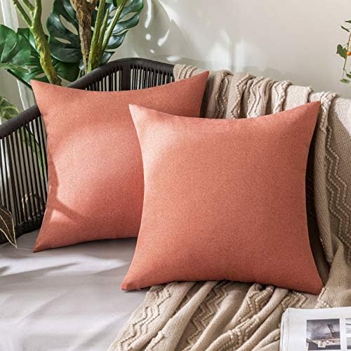 MIULEE Decorative Outdoor Pillow Covers Euro Waterproof 24x24 Coral Red by MIULEE