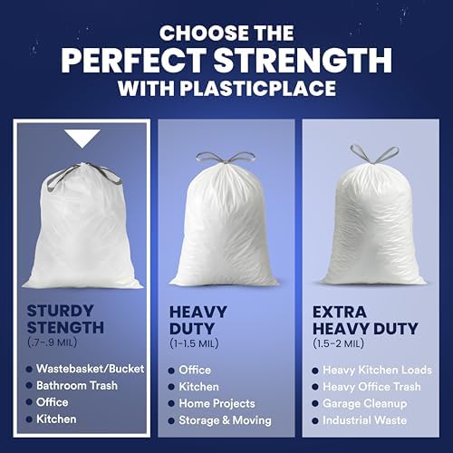 Plasticplace 6 Gallon Trash Bags White Drawstring Garbage Can Liners, 17” x 20”, 100 Count, for Bathroom Kitchen Office Car Small Trash Bags, Leak-Proof & Tear-Resistant - Image 5