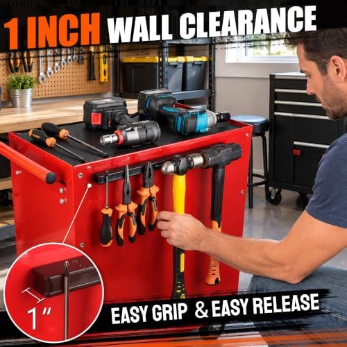 Upgraded 17 Inch Magnetic Tool Holder, Heavy Duty Double Sided Magnetic Tool Bar with Extra Strong Magnets, Wall Mount Tool Organizer for Wrenches, Pliers, Garage, Workshop or Jobsite (1PC) - Image 6