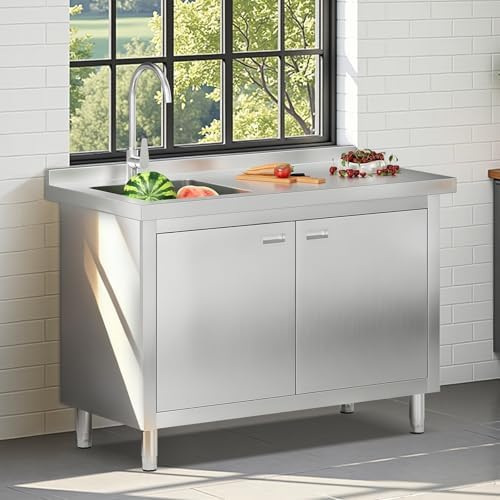 Jocisland 48-Inch Stainless Steel Utility Sink Cabinet with Faucet - Image 2