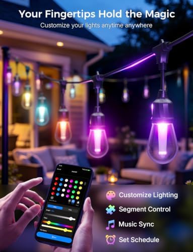 XMCOSY+ Smart Outdoor String Lights 72.5FT, LED Patio Lights App Control - Image 2