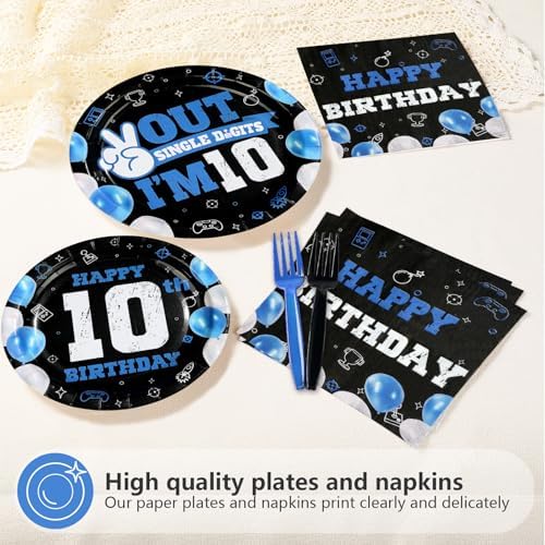 96Pcs 10th Birthday Supplies for Boys Blue Black 10th Birthday, Serves 24 - Image 3