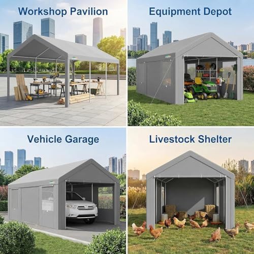 COBIZI 10x20 FT Heavy Duty Carport with Galvanized Frame, - Image 6