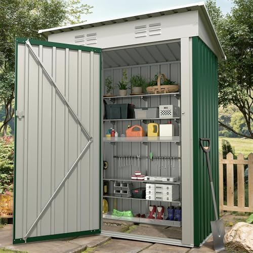 Garvee Outdoor Trash Storage Shed– 5.8x3.3 FT, Lock Latch, Sloped Roof by Garvee